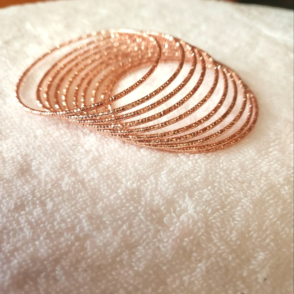 Elegant Rose Gold Bangle Set- A Set Of 10- Gorgeous - Picture 4 of 6